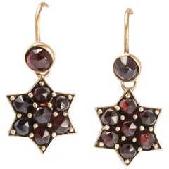 Antique Victorian Bohemian Garnet Star Earrings