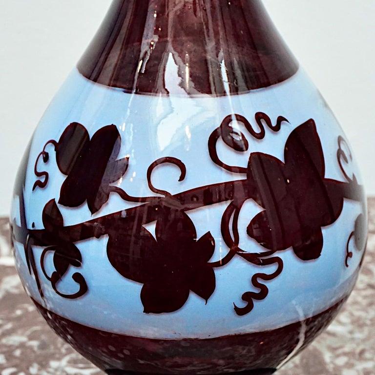 Antique Victorian Bohemian Handmade Ruby Red Glass Vase, circa 1880s In Good Condition For Sale In London, GB