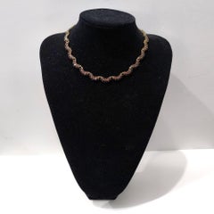 Antique Victorian Bohemian Necklace Garnets Gilt Silver, 43 cm, 31 gr, 1900s