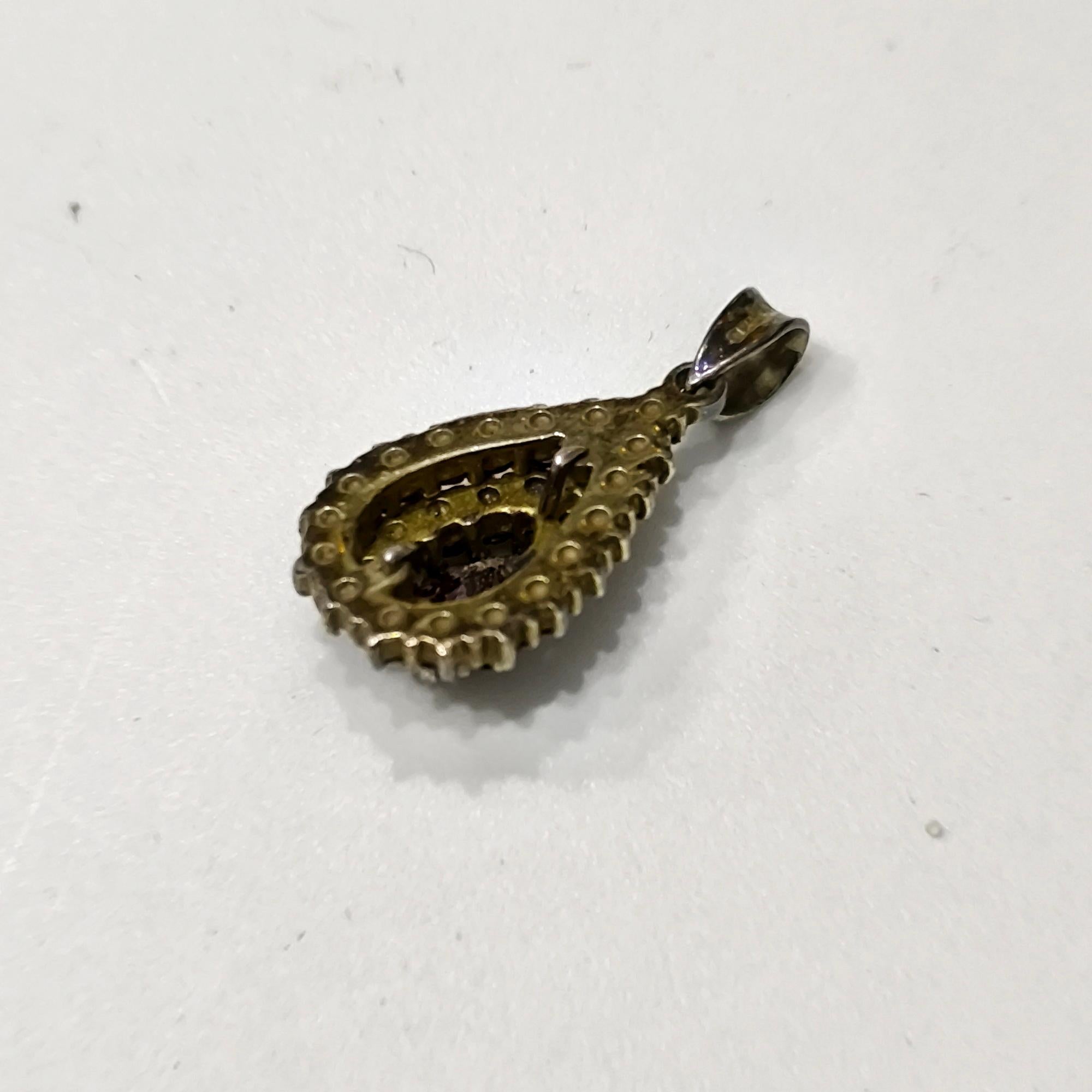 Argento Antico ciondolo vittoriano a goccia di Boemia con granati in argento dorato, Belle Epoque in vendita
