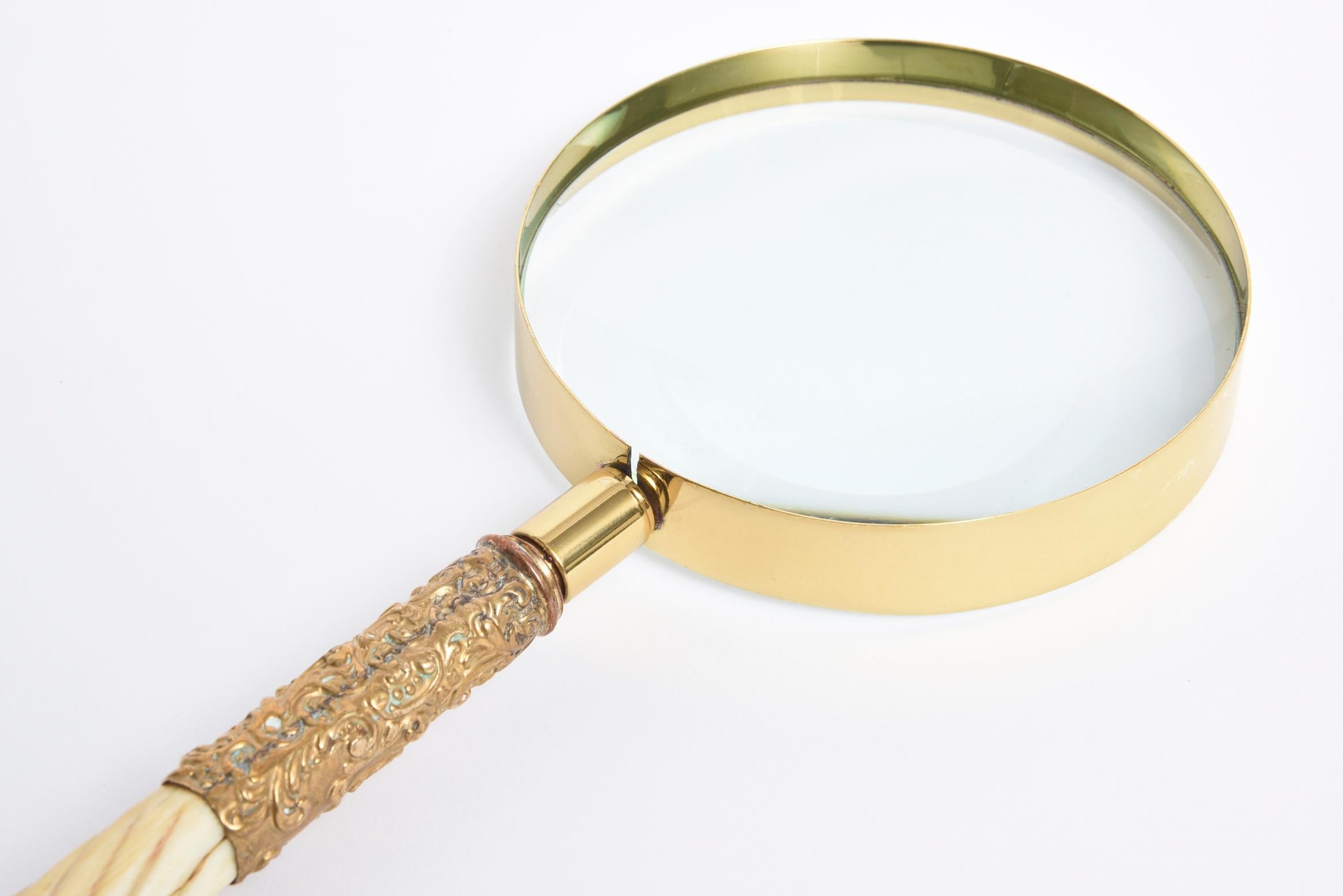 antique brass magnifying glass
