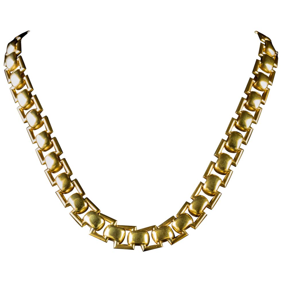 Antique Victorian Book Link Collar 18 Carat Gold on Silver circa 1880 Chain For Sale
