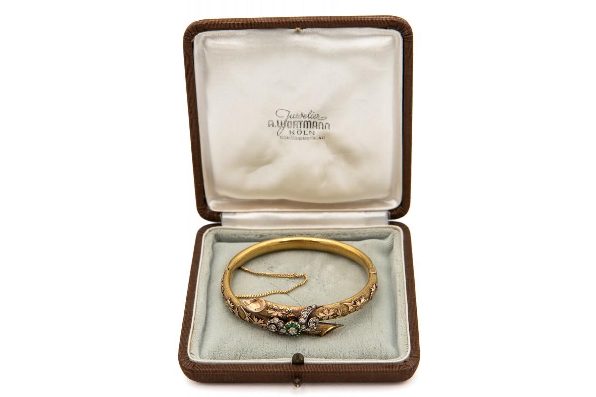 Antikes viktorianisches Armband mit Smaragden und Diamanten, England, 1860er Jahre. für Damen oder Herren im Angebot