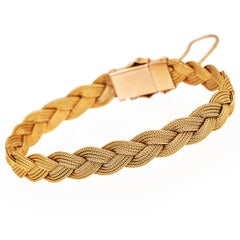 Antique Victorian Braided Diamond Bracelet in 14k Yellow Gold