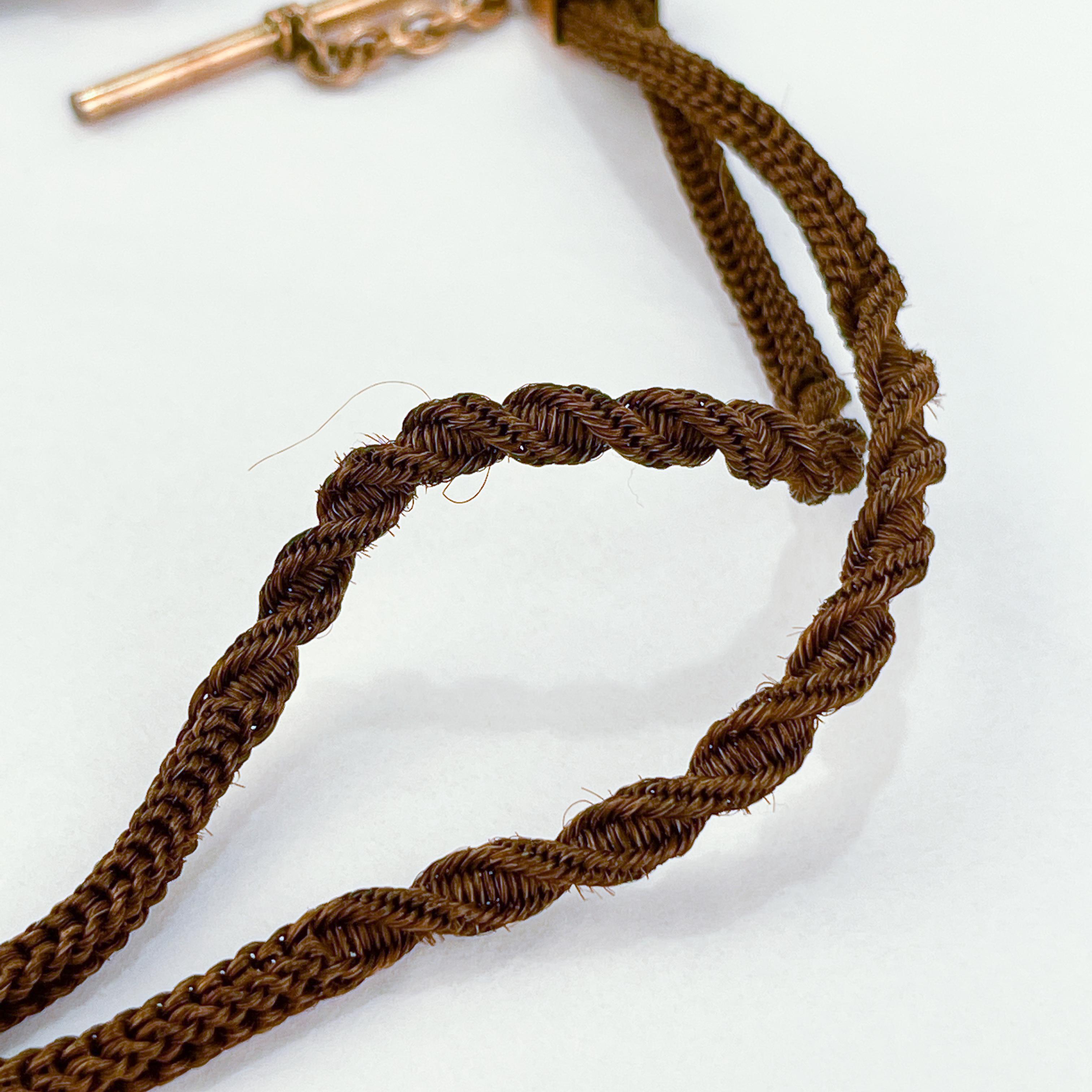Antike viktorianische Taschenuhrkette oder Kordel aus geflochtenem Haar im Angebot 7