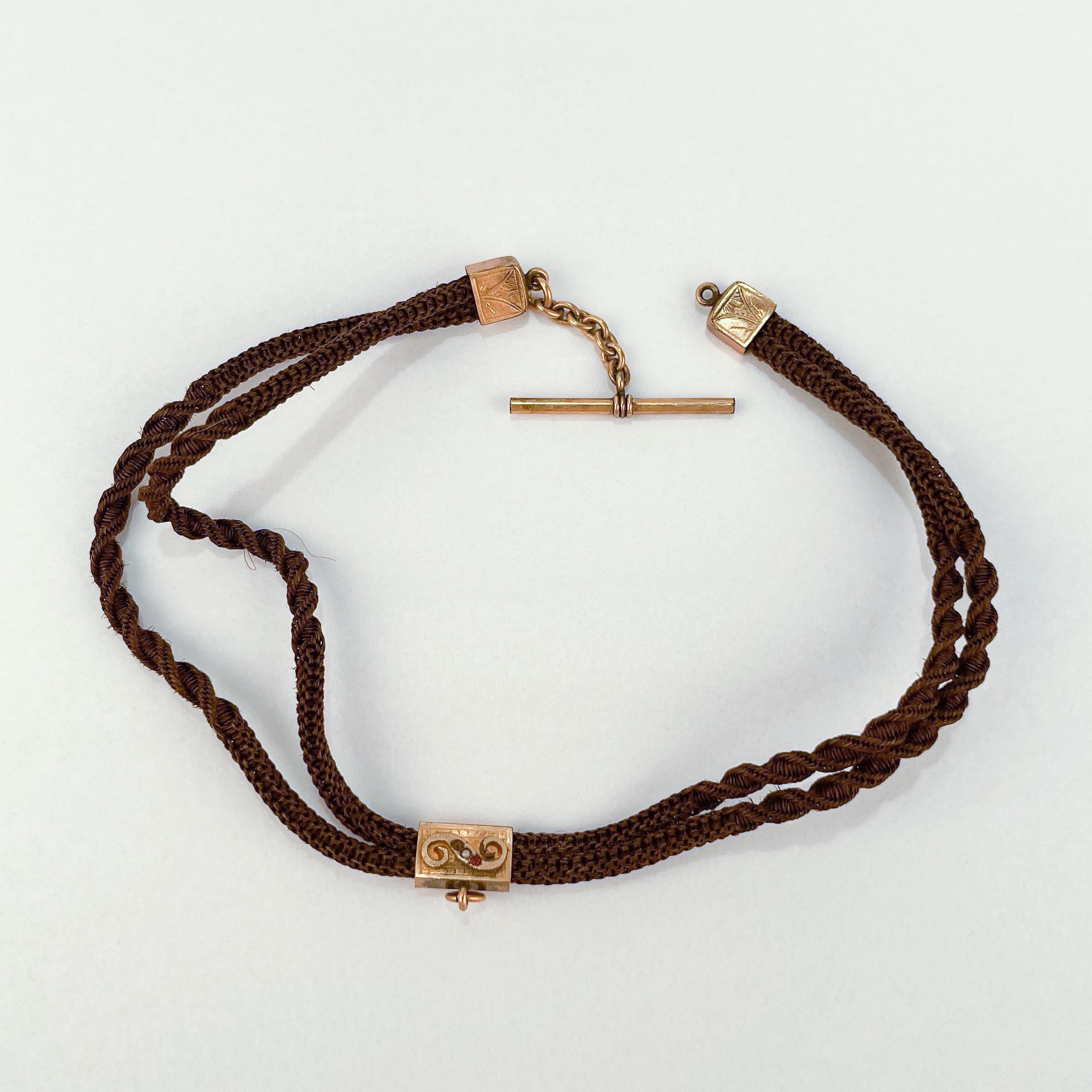 braided leather pocket watch strap