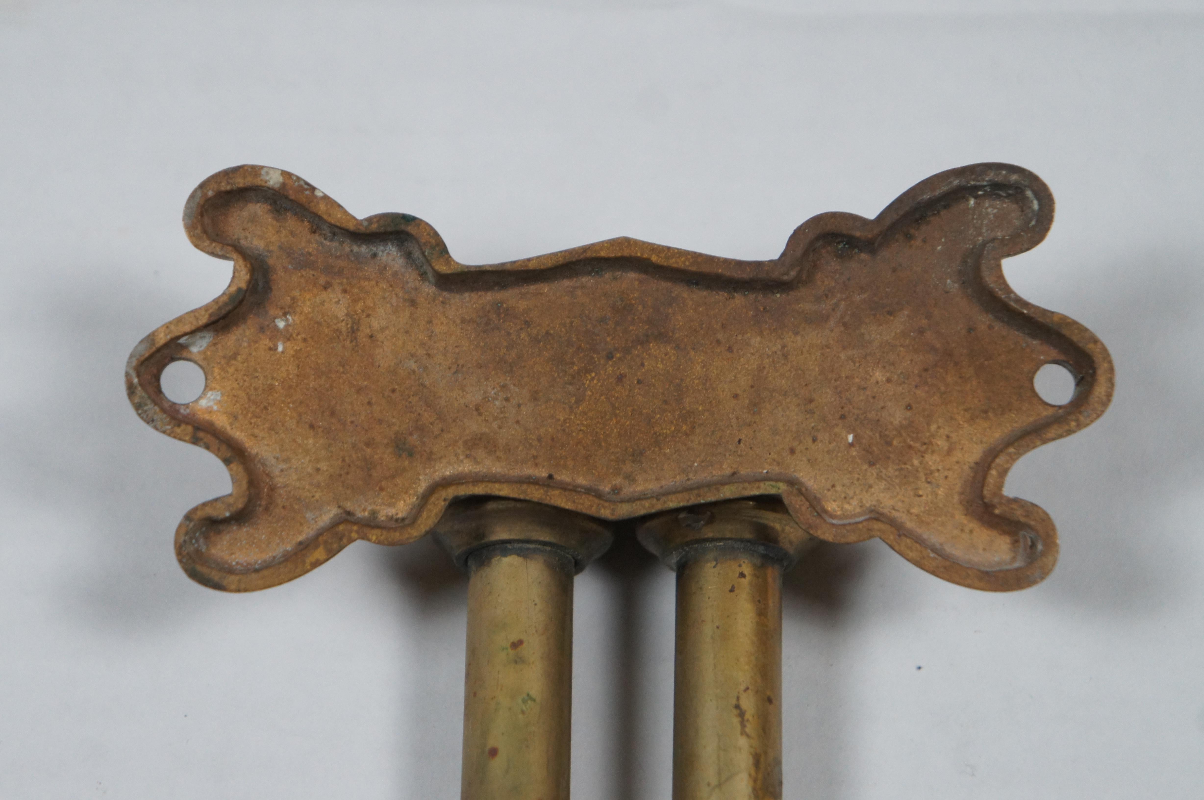 Antique Victorian Brass 2 Arm Drying Rack Towel Swing Bar Rod Laundry Holder 17