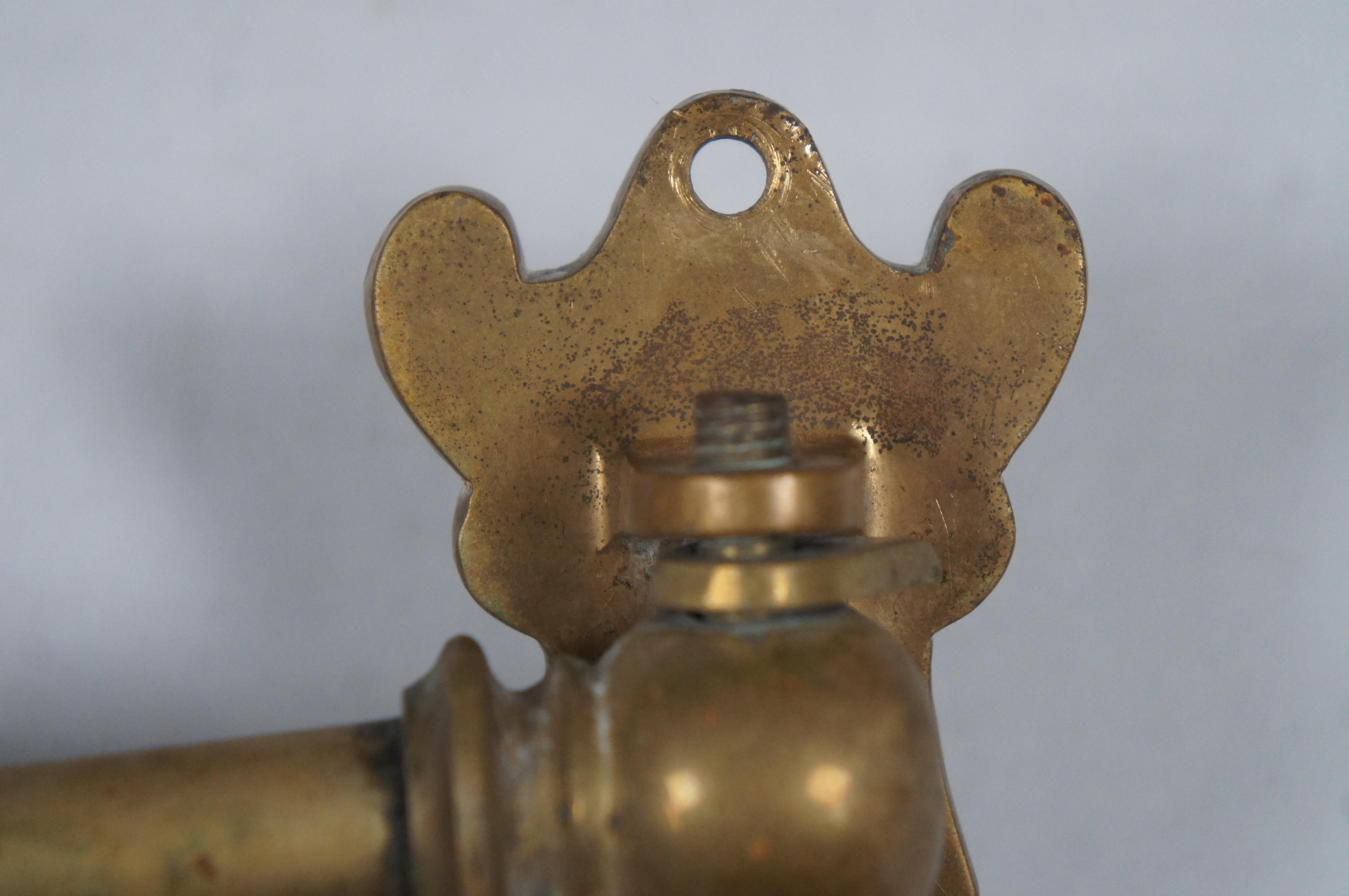 Antique Victorian Brass 2 Arm Drying Rack Towel Swing Bar Rod Laundry Holder 17