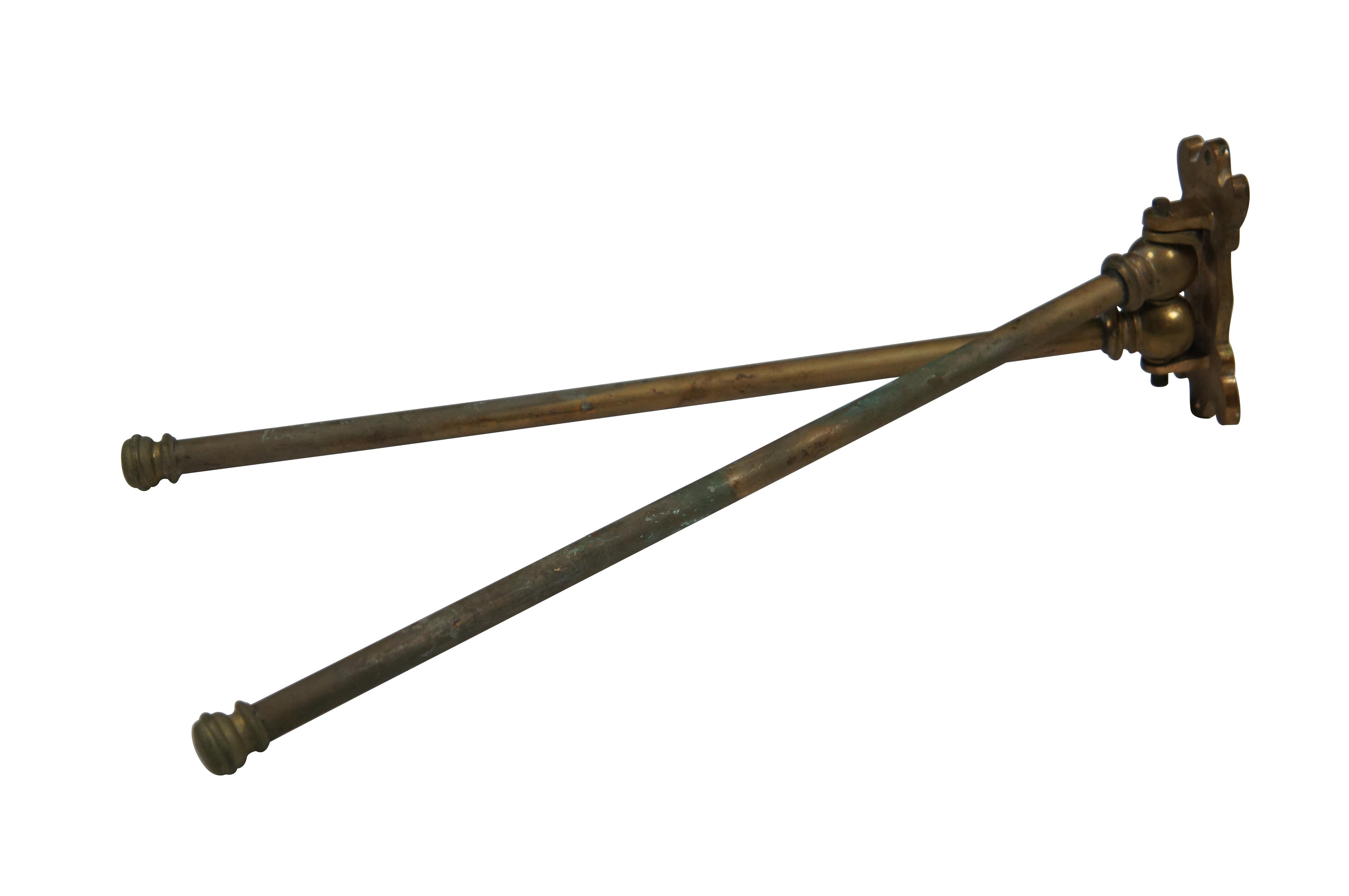 Antike viktorianische Messing 2 Arm Trocknen Rack Handtuch Swing Bar Rod Wäsche Halter 17
