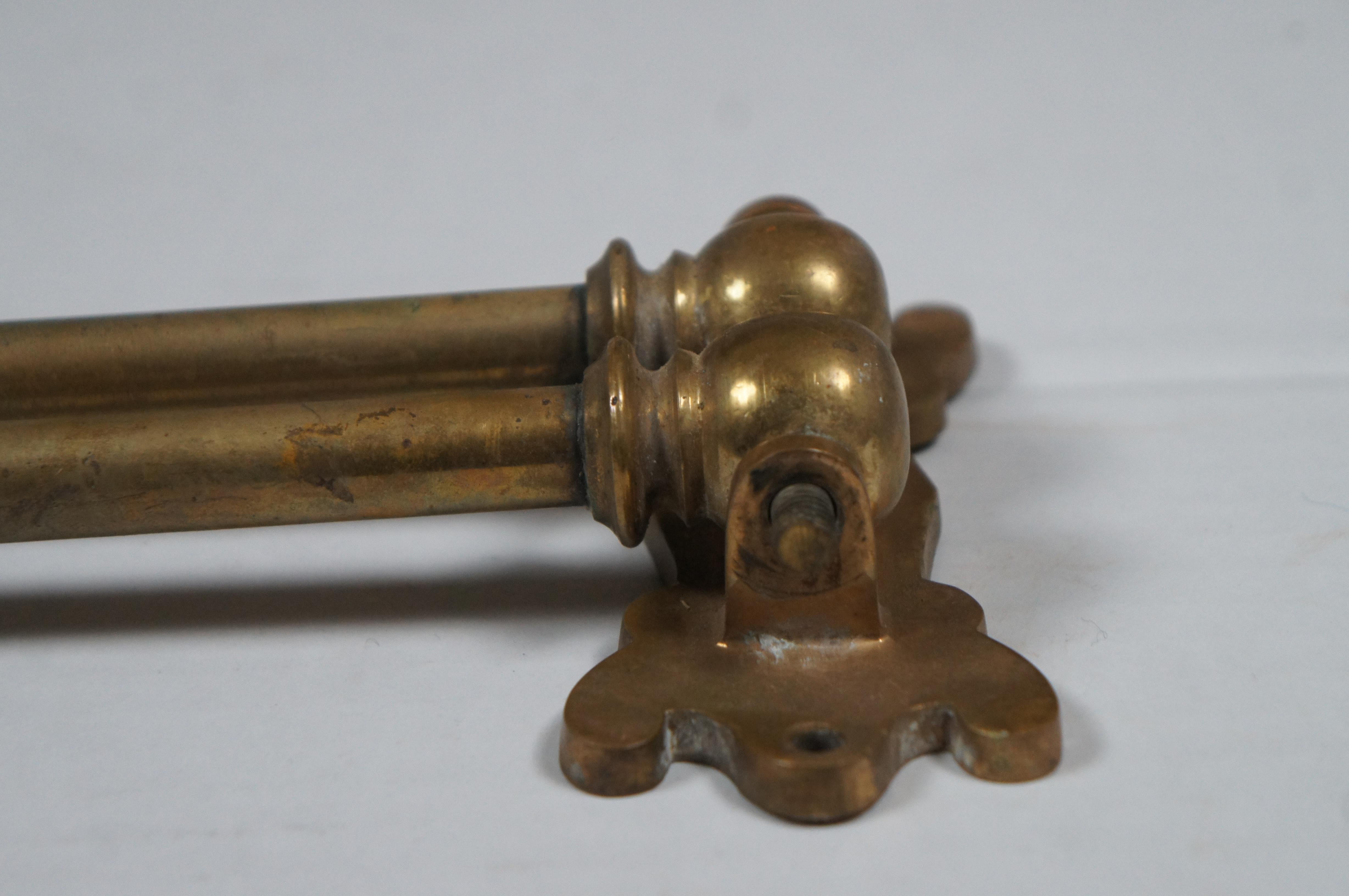 19th Century Antique Victorian Brass 2 Arm Drying Rack Towel Swing Bar Rod Laundry Holder 17