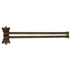 Used Victorian Brass 2 Arm Drying Rack Towel Swing Bar Rod Laundry Holder 17"