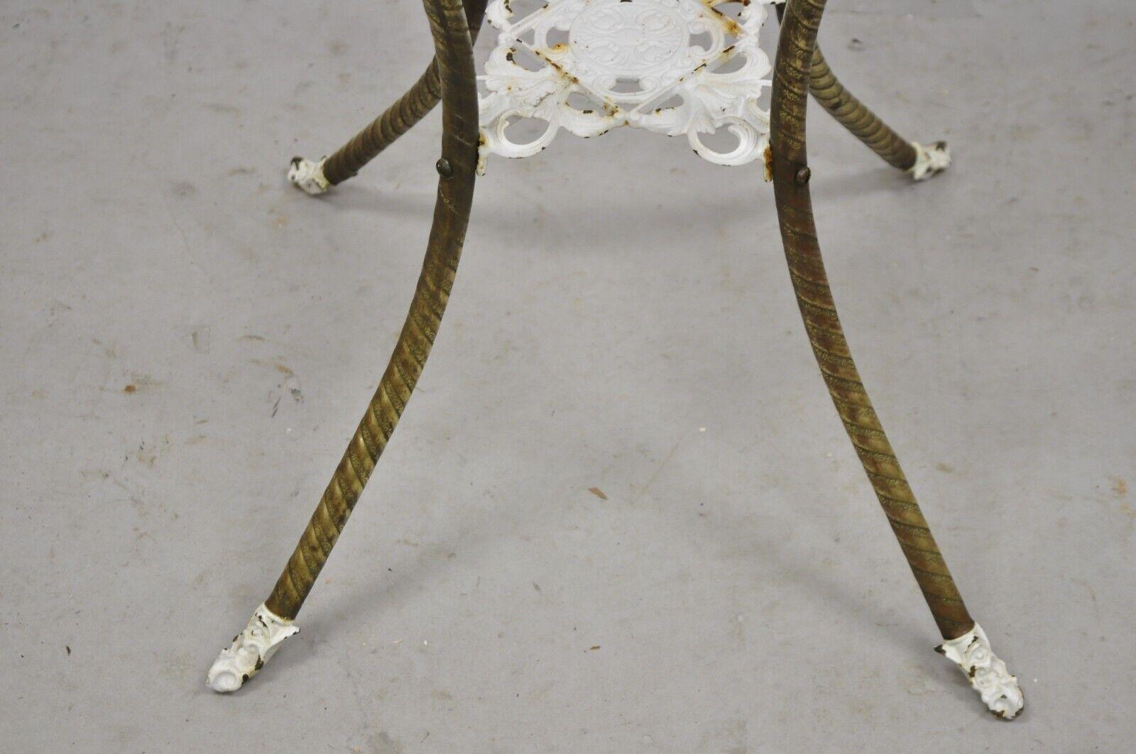 Antique Victorian Brass 2 Tier Onyx Stone Top Plant Stand Pedestal Side Table In Good Condition For Sale In Philadelphia, PA