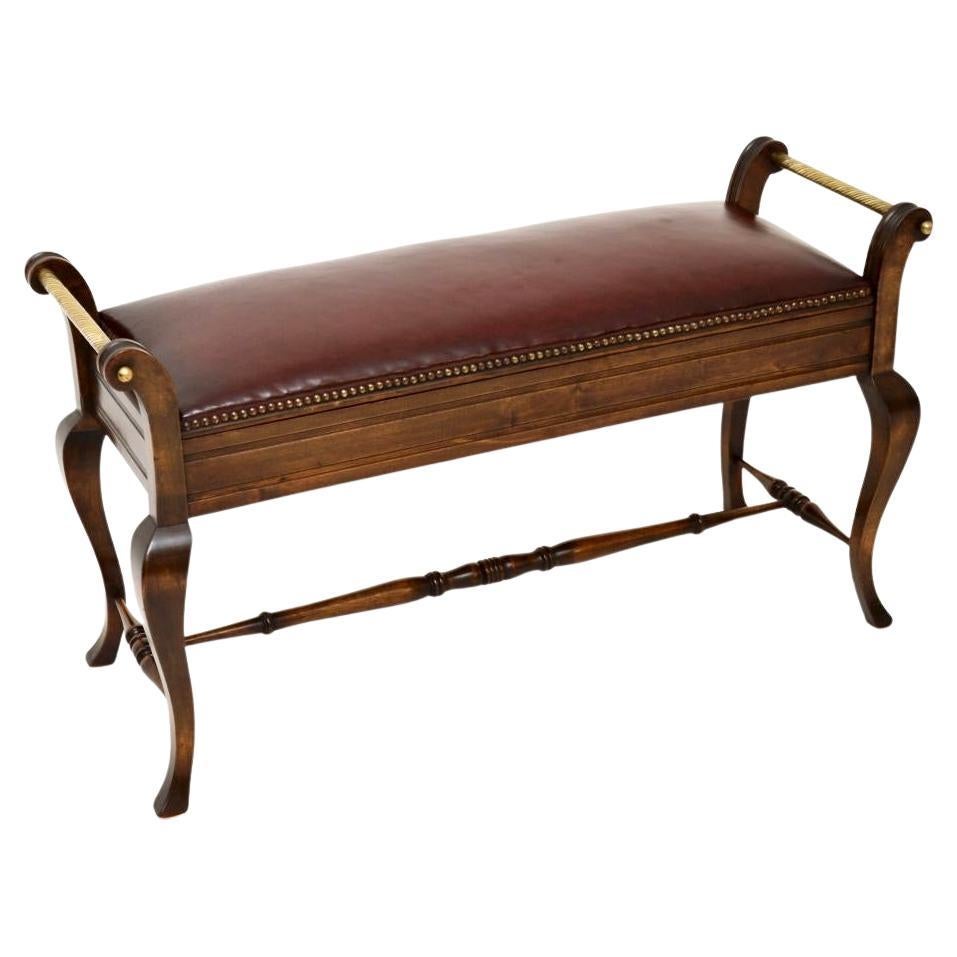 Antique Victorian Brass and Leather Duet Piano Stool