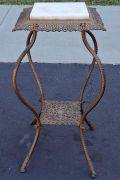 Antique Victorian brass and Marble Fern Stand after Bradley&Hubbard, late 19th c