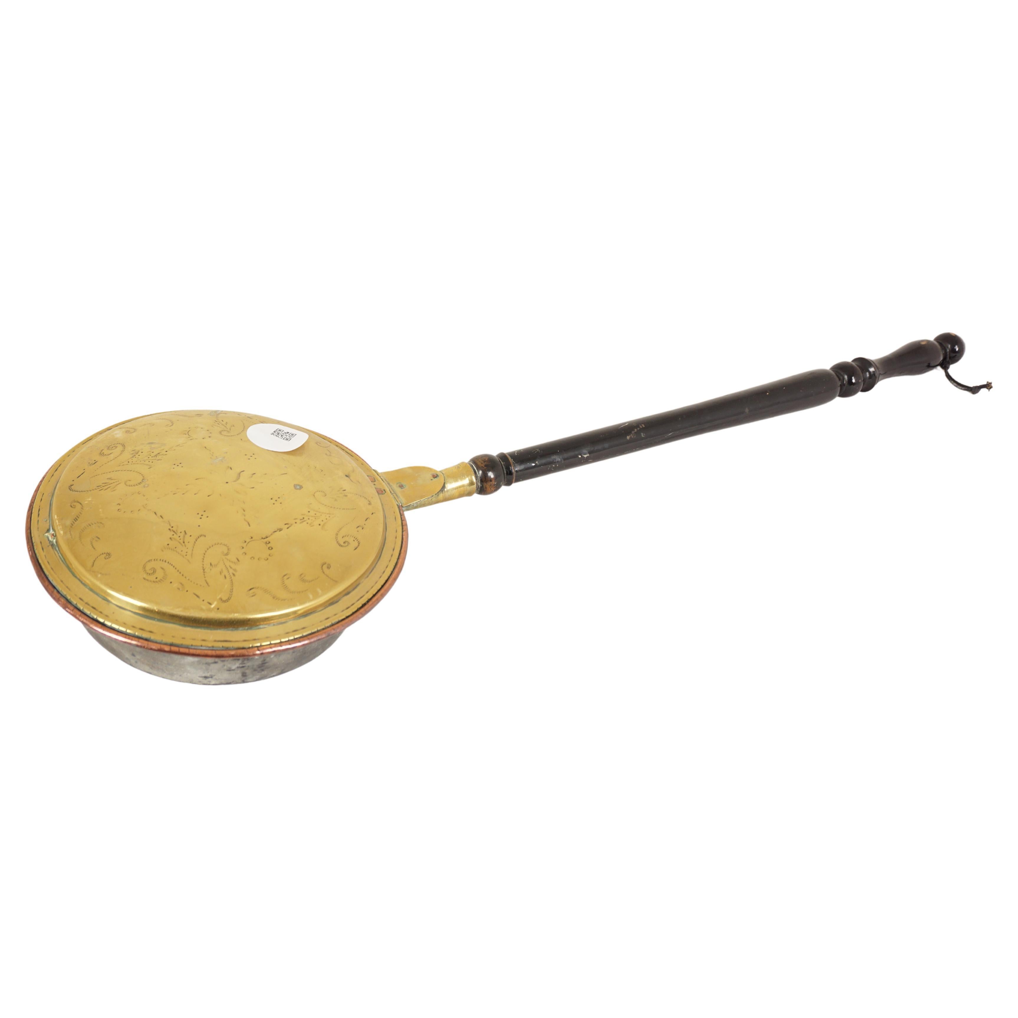 Antique Victorian Brass Bed Warmer, Bed Pan, Scotland 1880, H1139 For Sale