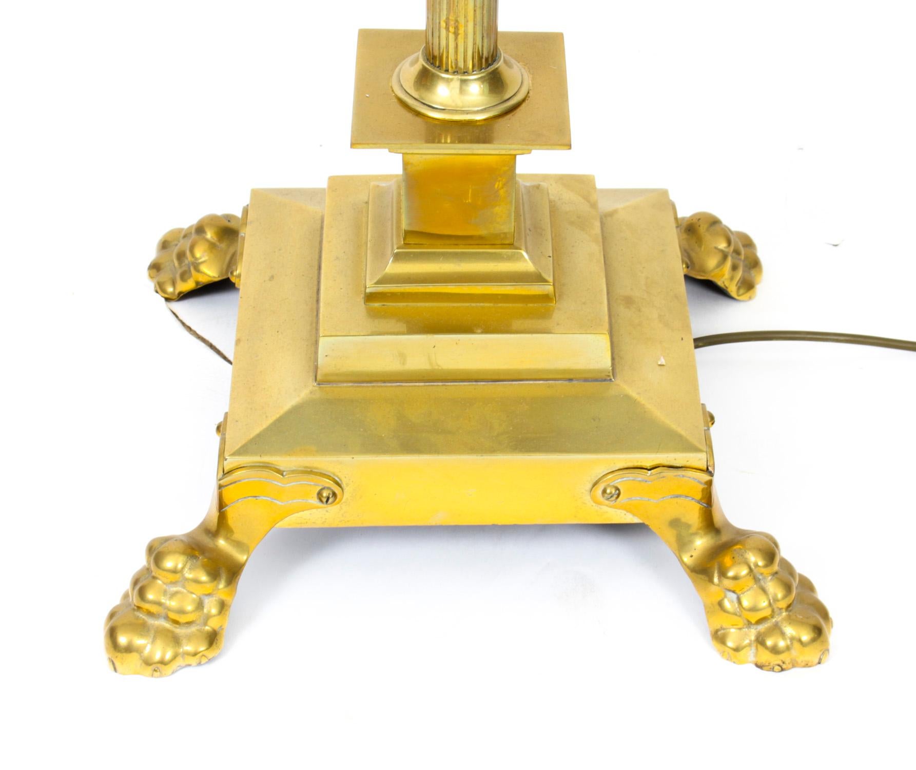Antique Victorian Brass Corinthian Column Adjustable Standard Lamp 19th C 1