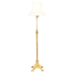 Antique Victorian Brass Corinthian Column Adjustable Standard Lamp 19th Century