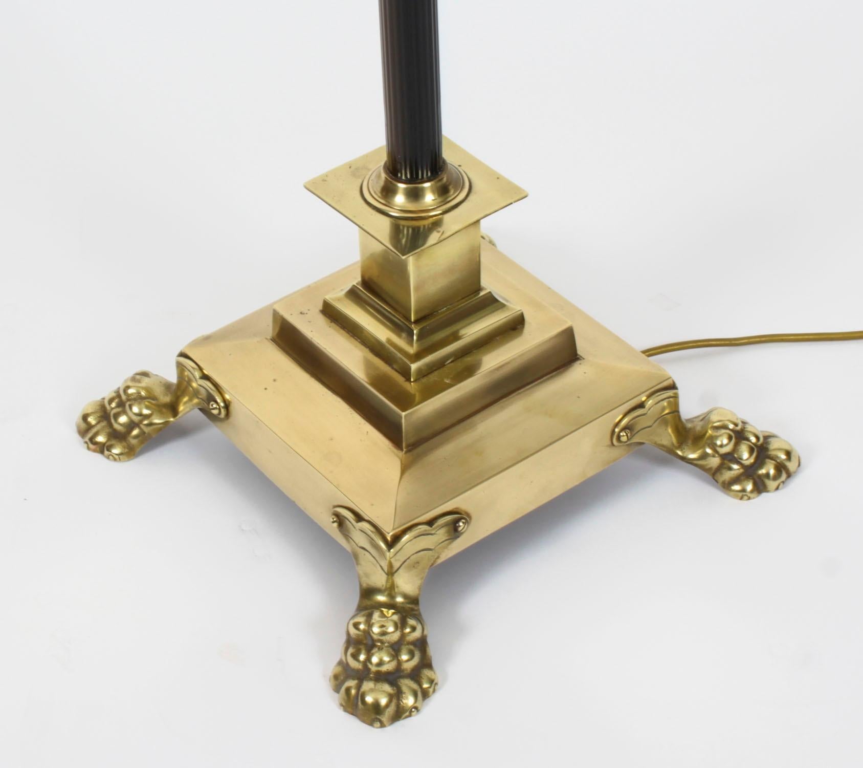 Antique Victorian Brass Corinthian Column Standard Lamp Late 19th Century 5