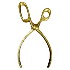 Antique Victorian Brass Fireplace Tool Coal Tongs