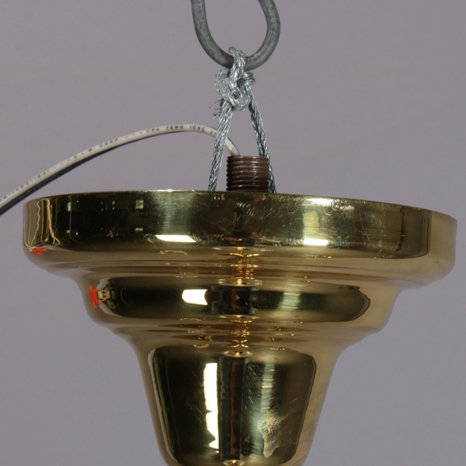 Antique Victorian Brass Gas Conversion Style Up & Down Five-Light Chandelier 1