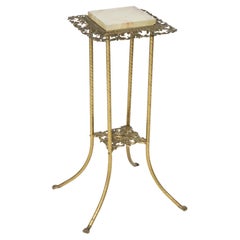 Antique Victorian Brass & Gilt Metal Marble Top Stand, circa 1890