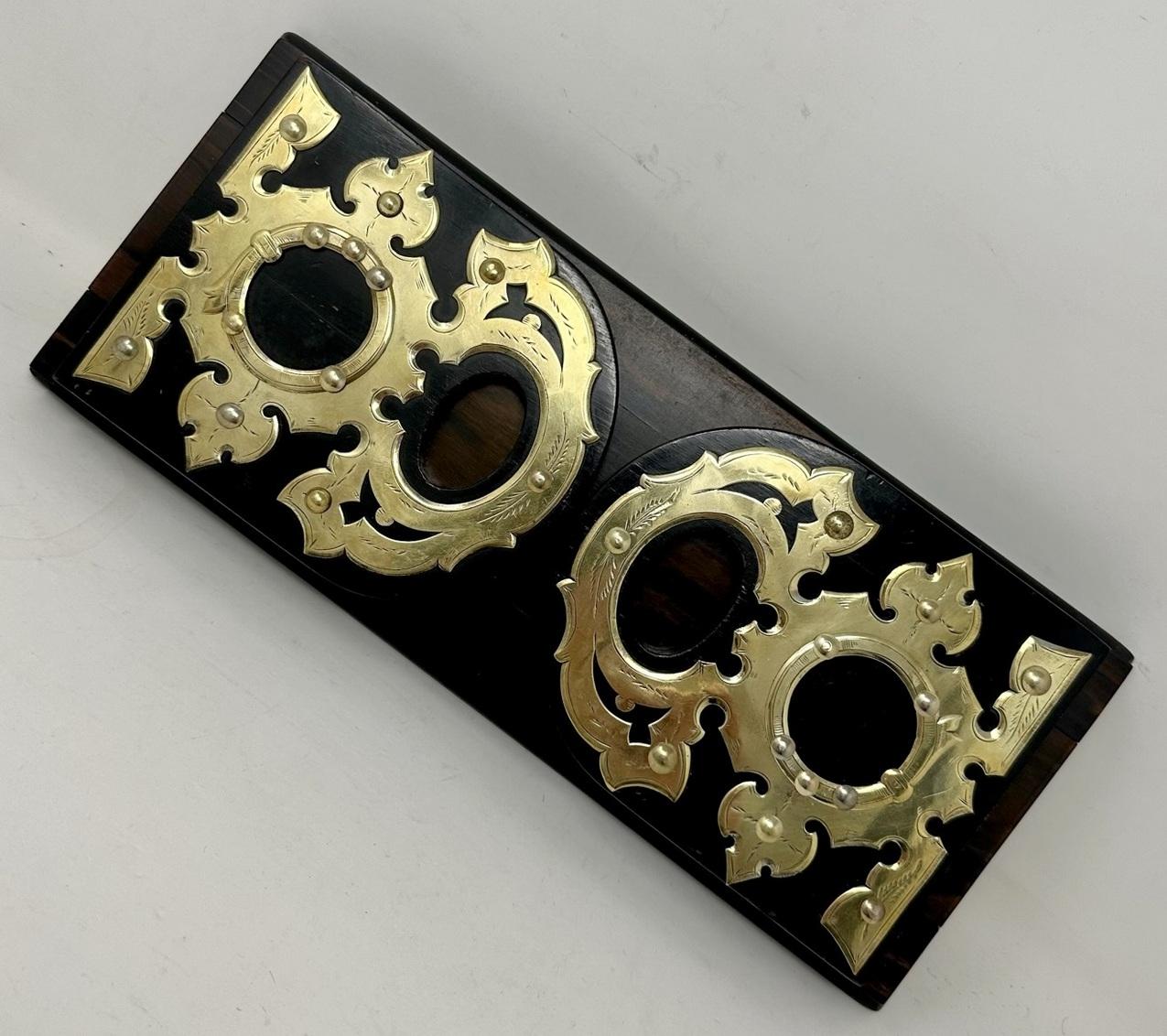 Early Victorian Antique Victorian Brass Inlaid Coromandel Library Book Trough Bookcase Holder