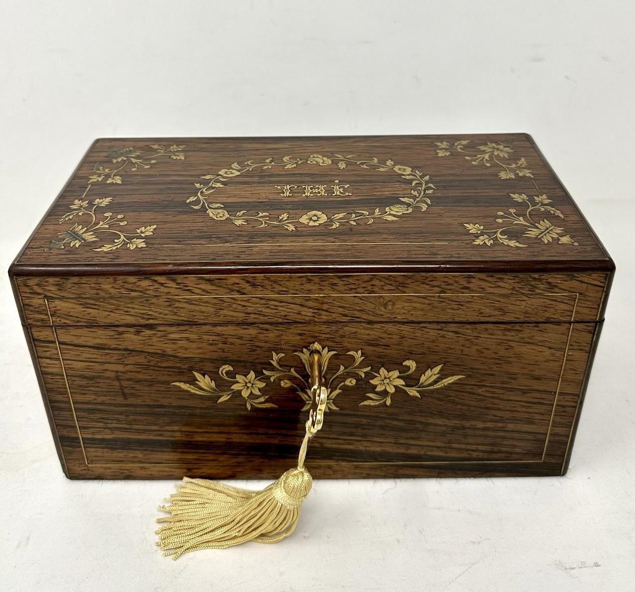 Antique Victorian Brass Inlaid Mahogany French Double Tea Caddy Box Casket 19ct In Good Condition For Sale In Dublin, Ireland