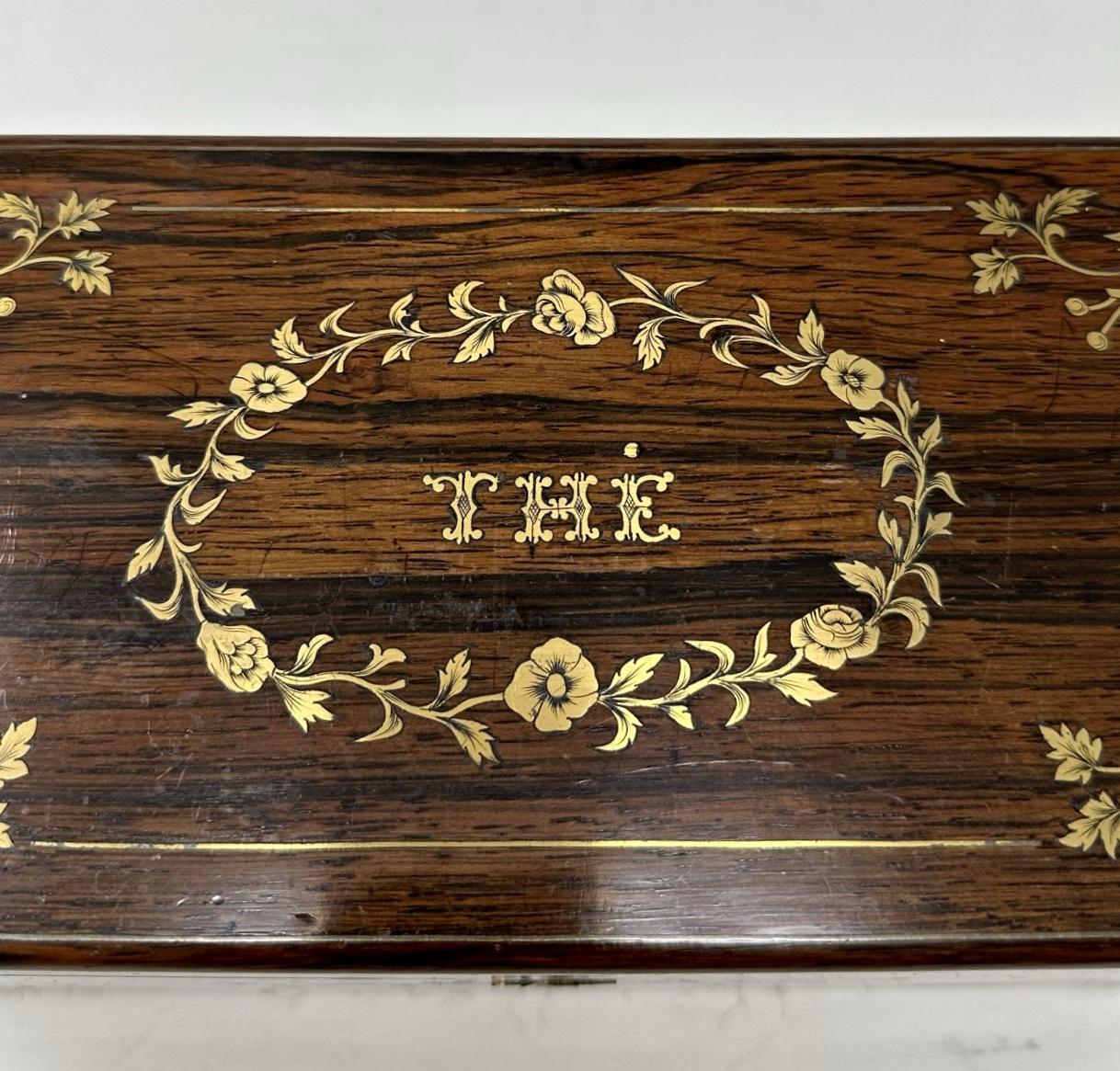 Antique Victorian Brass Inlaid Mahogany French Double Tea Caddy Box Casket 19ct For Sale 4