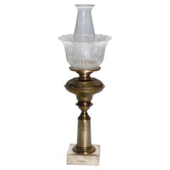 Antique Victorian Brass and Marble Astral Solar Lamp, circa 1880