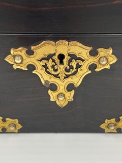 Antique Victorian Brass Mounted Coromandel Tea Caddy