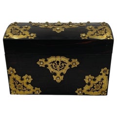 Antiguo Cubo de Té Coromandel Victoriano Montado en Latón