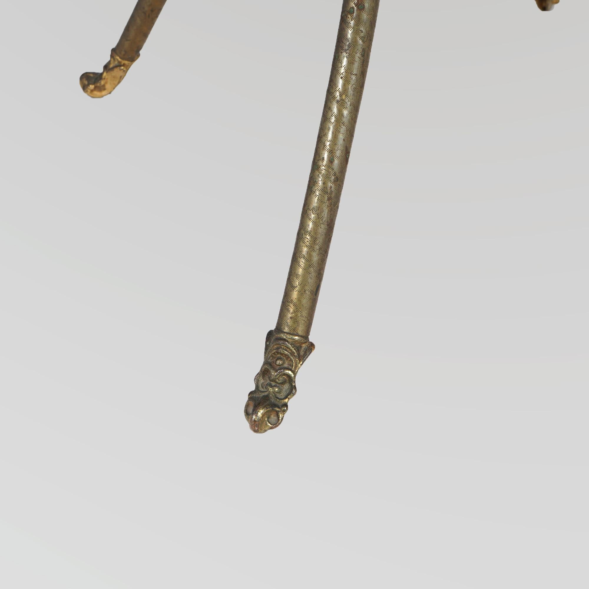 Ottone Antico supporto vittoriano per piante in ottone e onice C1890 in vendita