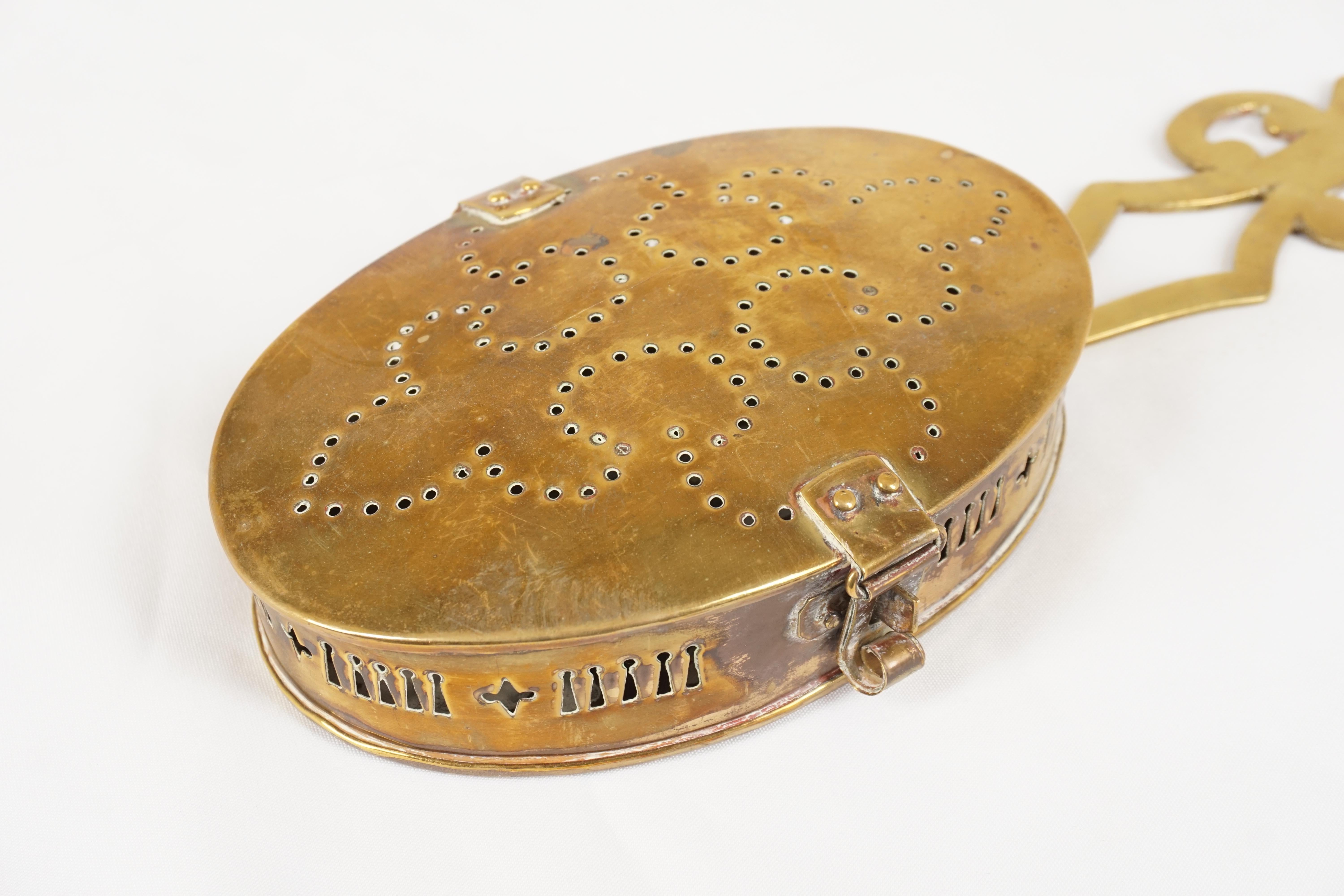 Hand-Crafted Antique Victorian Brass Oval Chestnut Roaster, Scotland, 1880, B2466BY