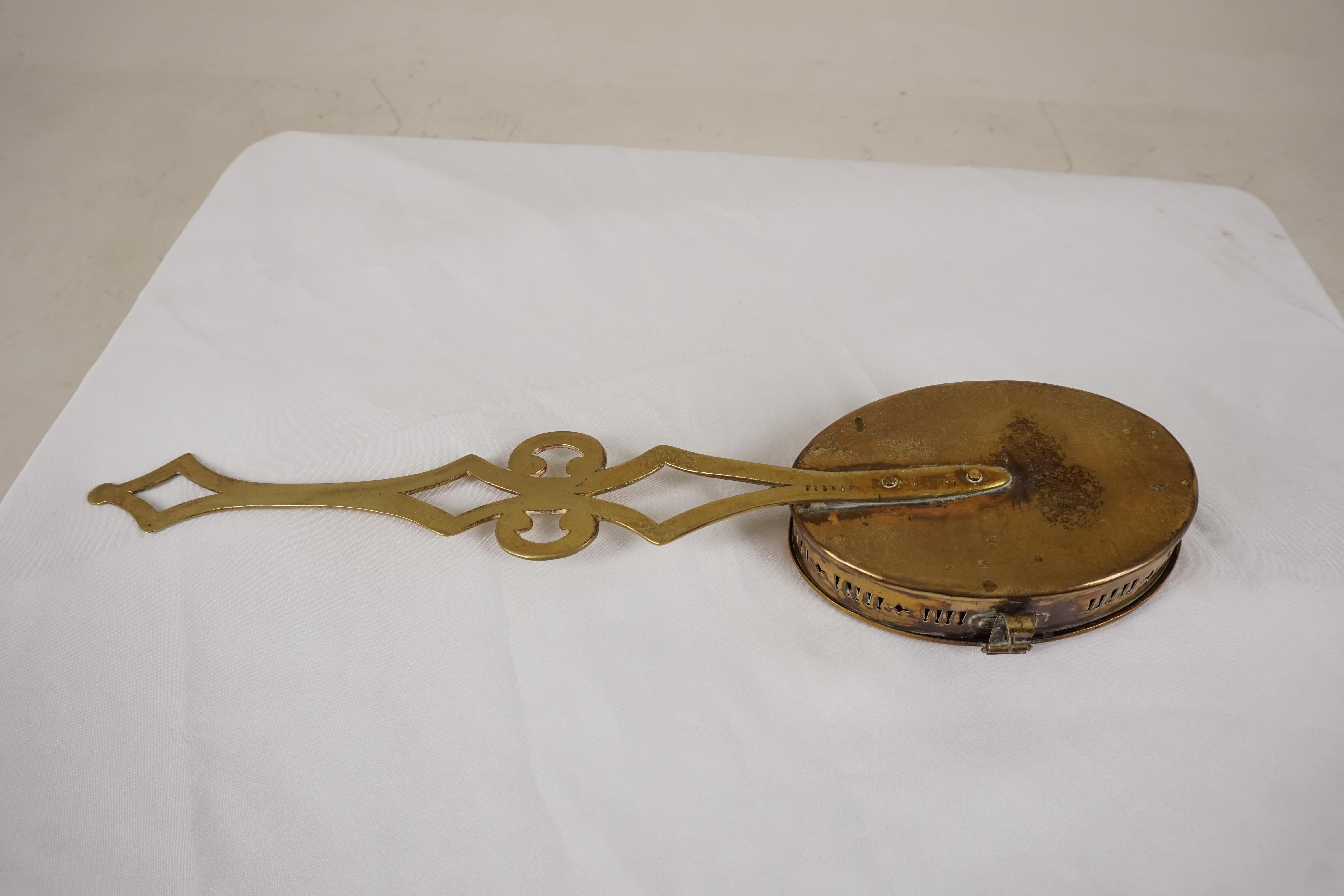 Antique Victorian Brass Oval Chestnut Roaster, Scotland, 1880, B2466BY In Good Condition In Vancouver, BC