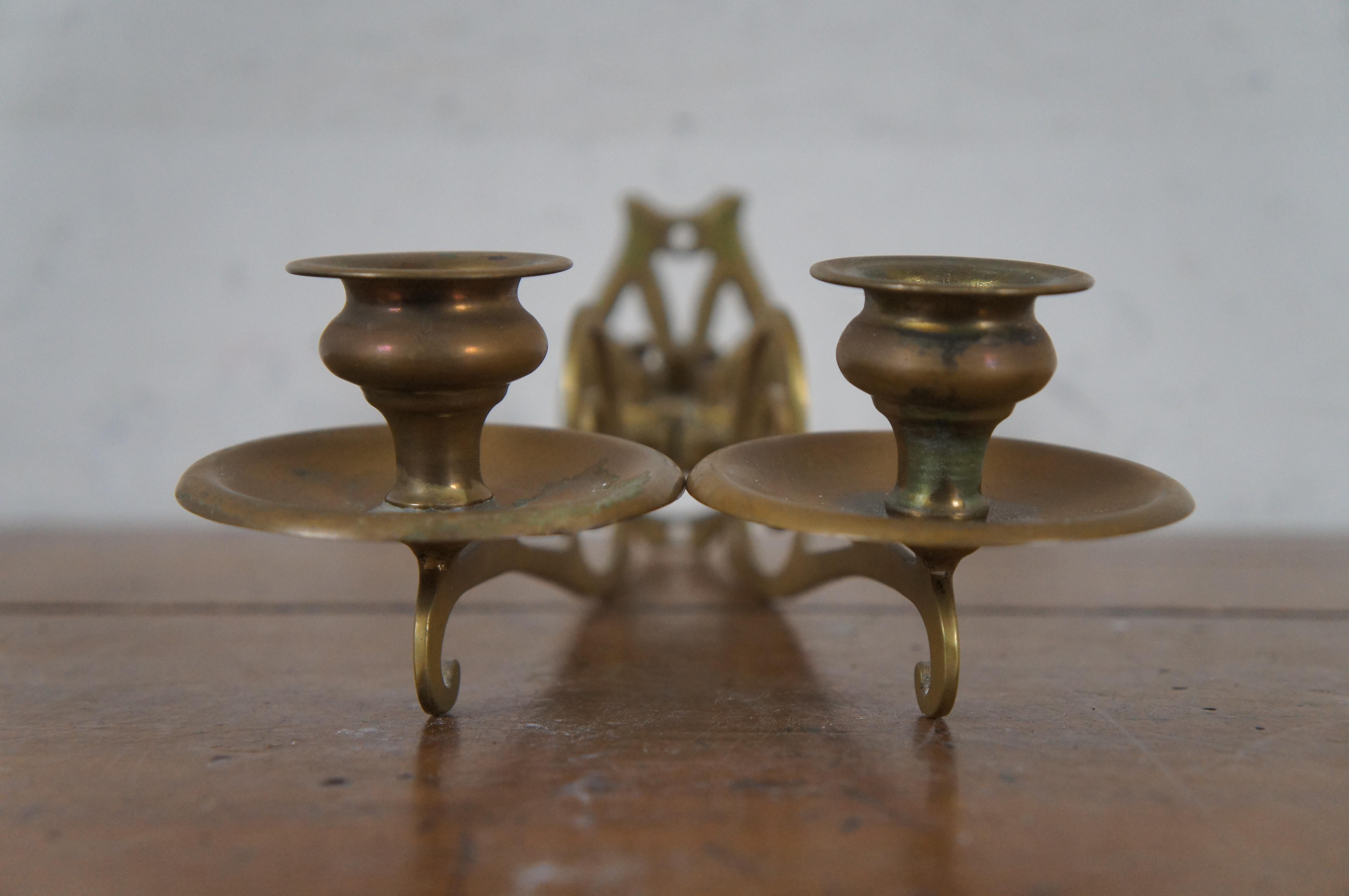 19th Century Antique Victorian Brass Piano Swing Arm Candelabra Candle Holder Sconce 15