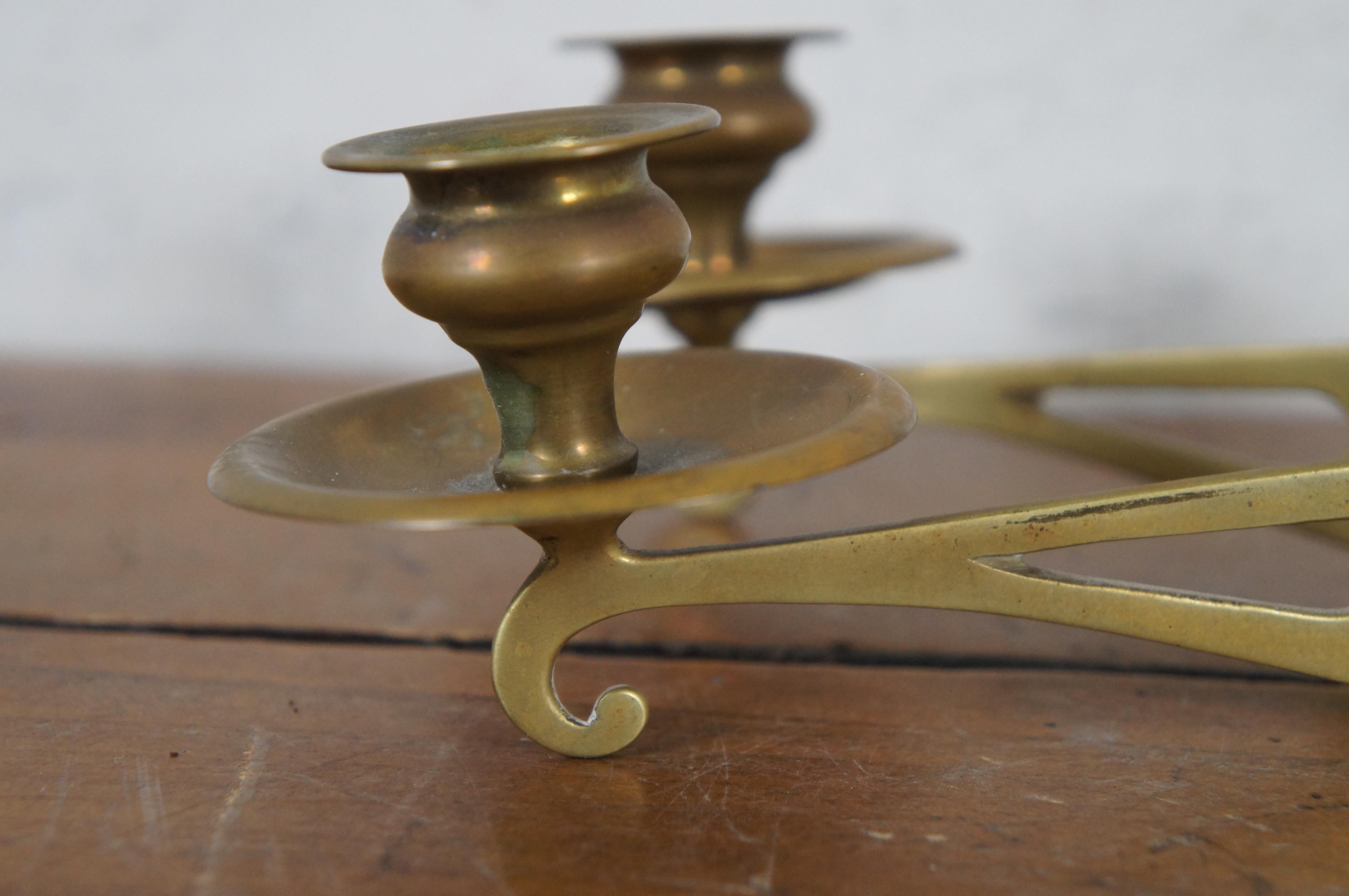 Antique Victorian Brass Piano Swing Arm Candelabra Candle Holder Sconce 15