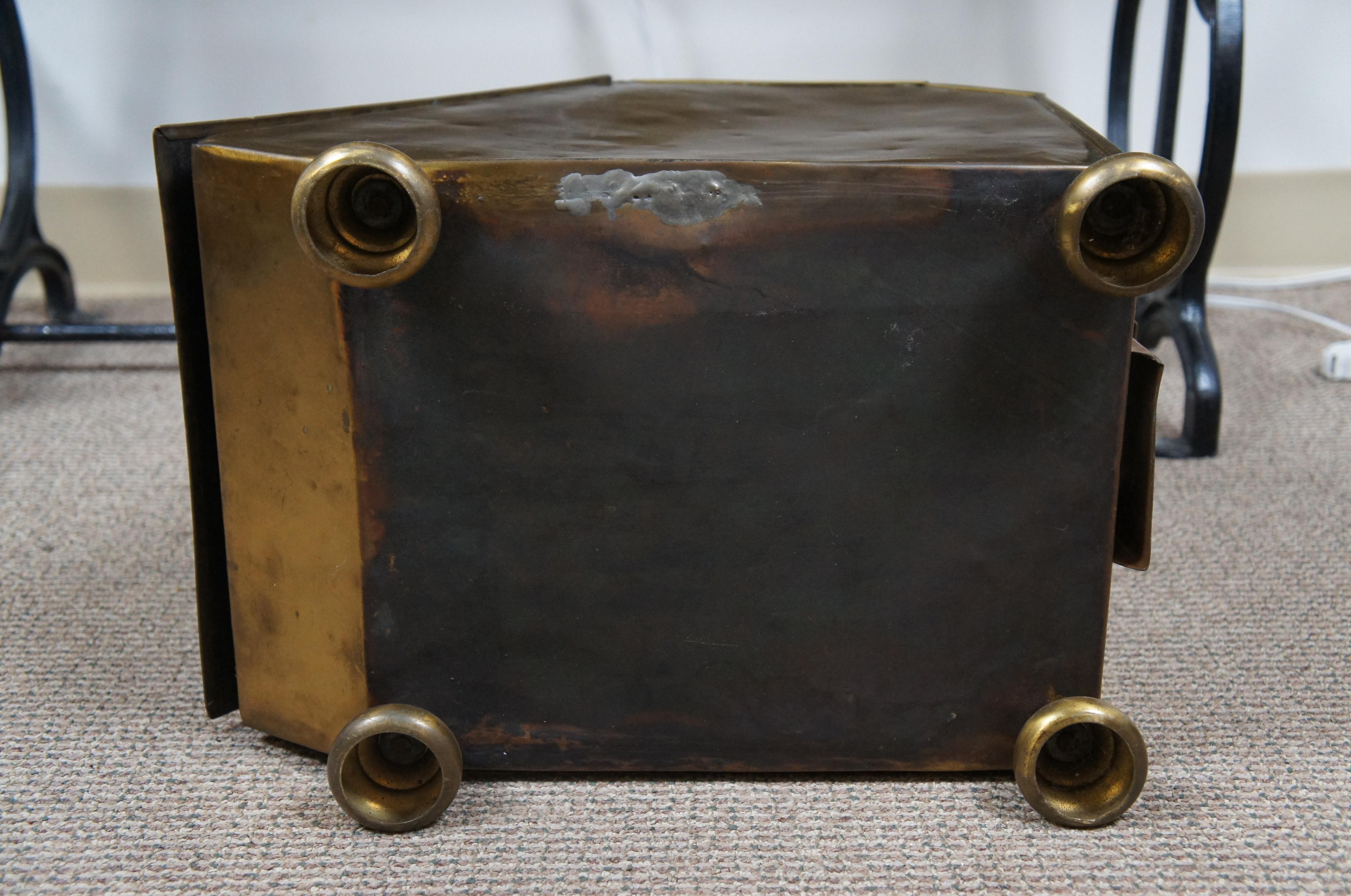 Antique Victorian Brass Pomegranate Fireplace Coal Scuttle Hod & Shovel 17