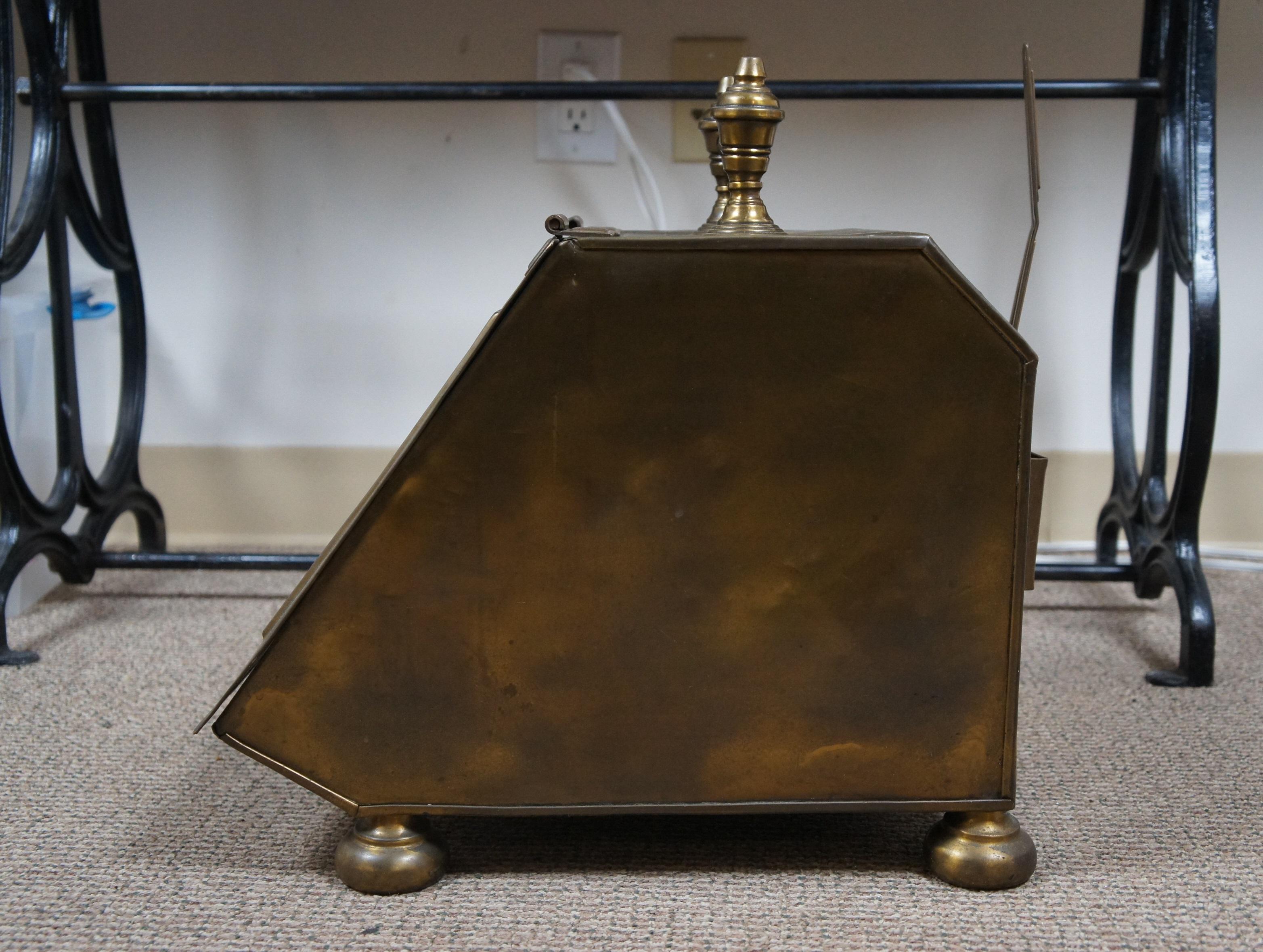 Antique Victorian Brass Pomegranate Fireplace Coal Scuttle Hod & Shovel 17