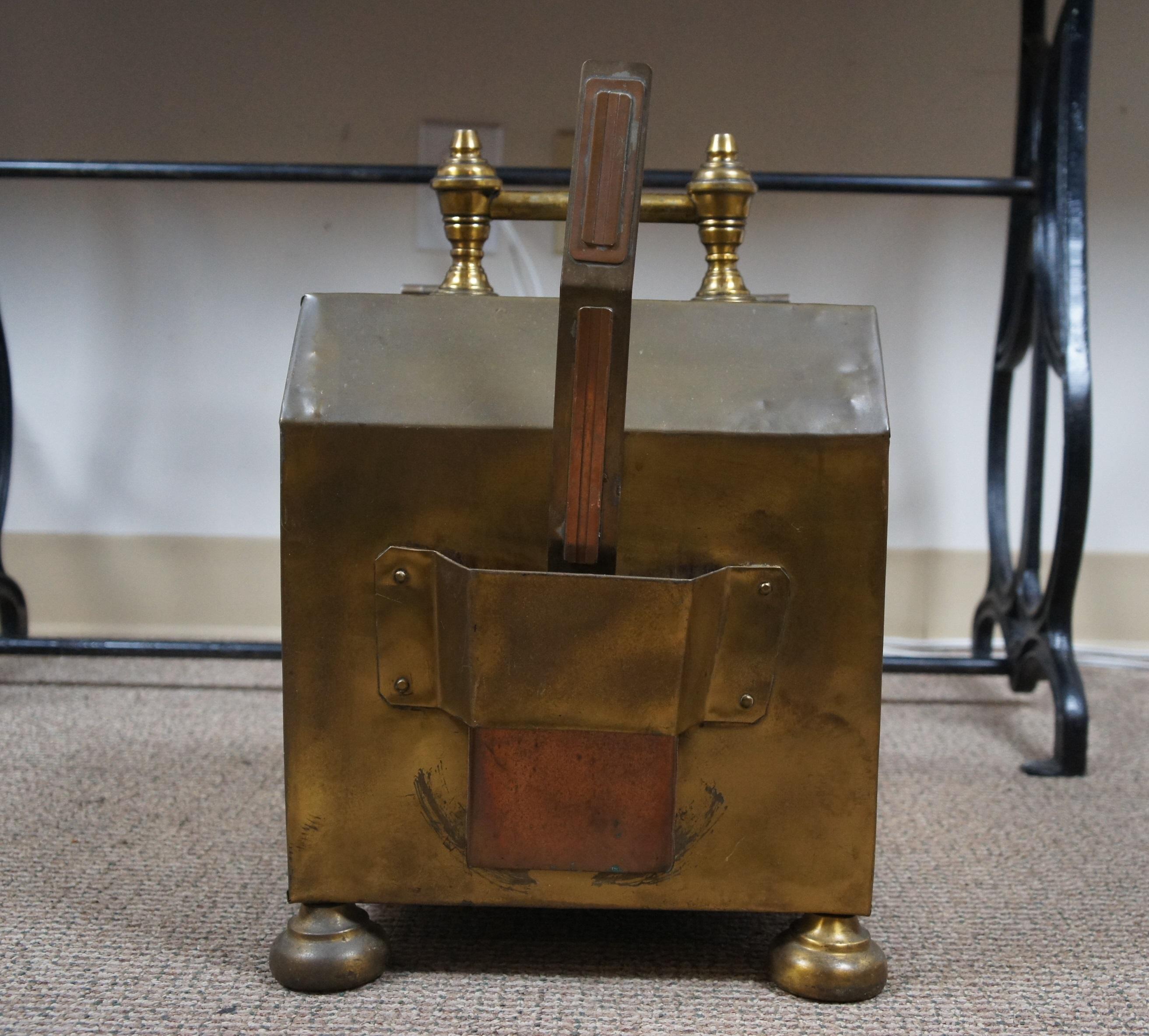 Antique Victorian Brass Pomegranate Fireplace Coal Scuttle Hod & Shovel 17