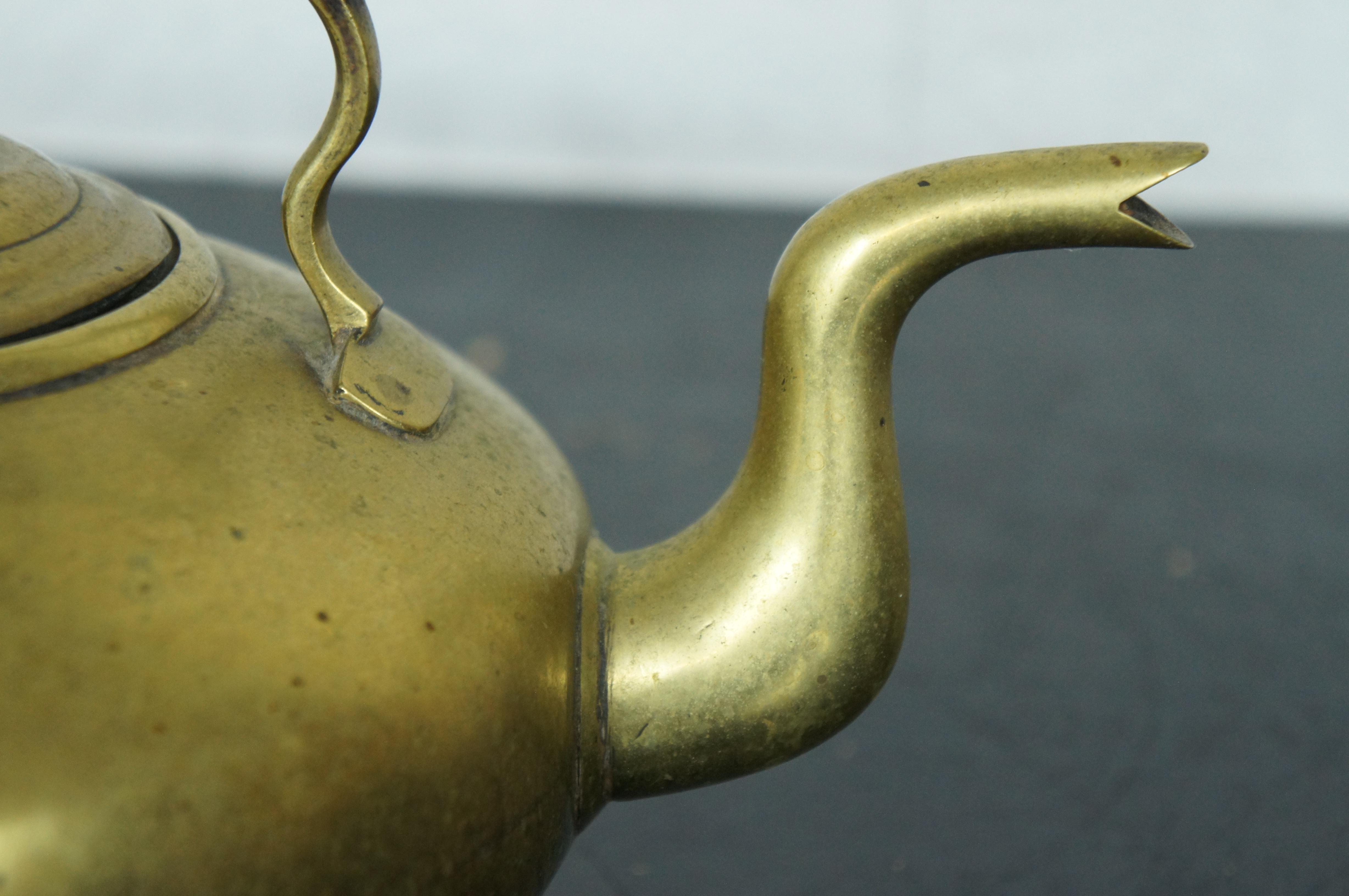 Antique Victorian Brass Scottish Toddy Tea Pot Coffee Kettle Wood Handle 6
