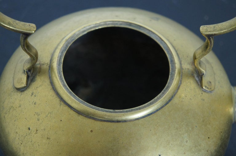 Antique Victorian Brass Scottish Toddy Tea Pot Coffee Kettle Wood Handle 3