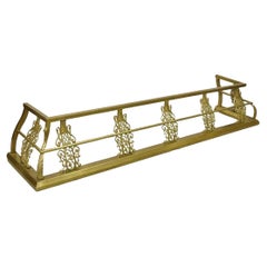 Antique Victorian Brass Scroll Accented 58" Fireplace Hearth Fender Surround