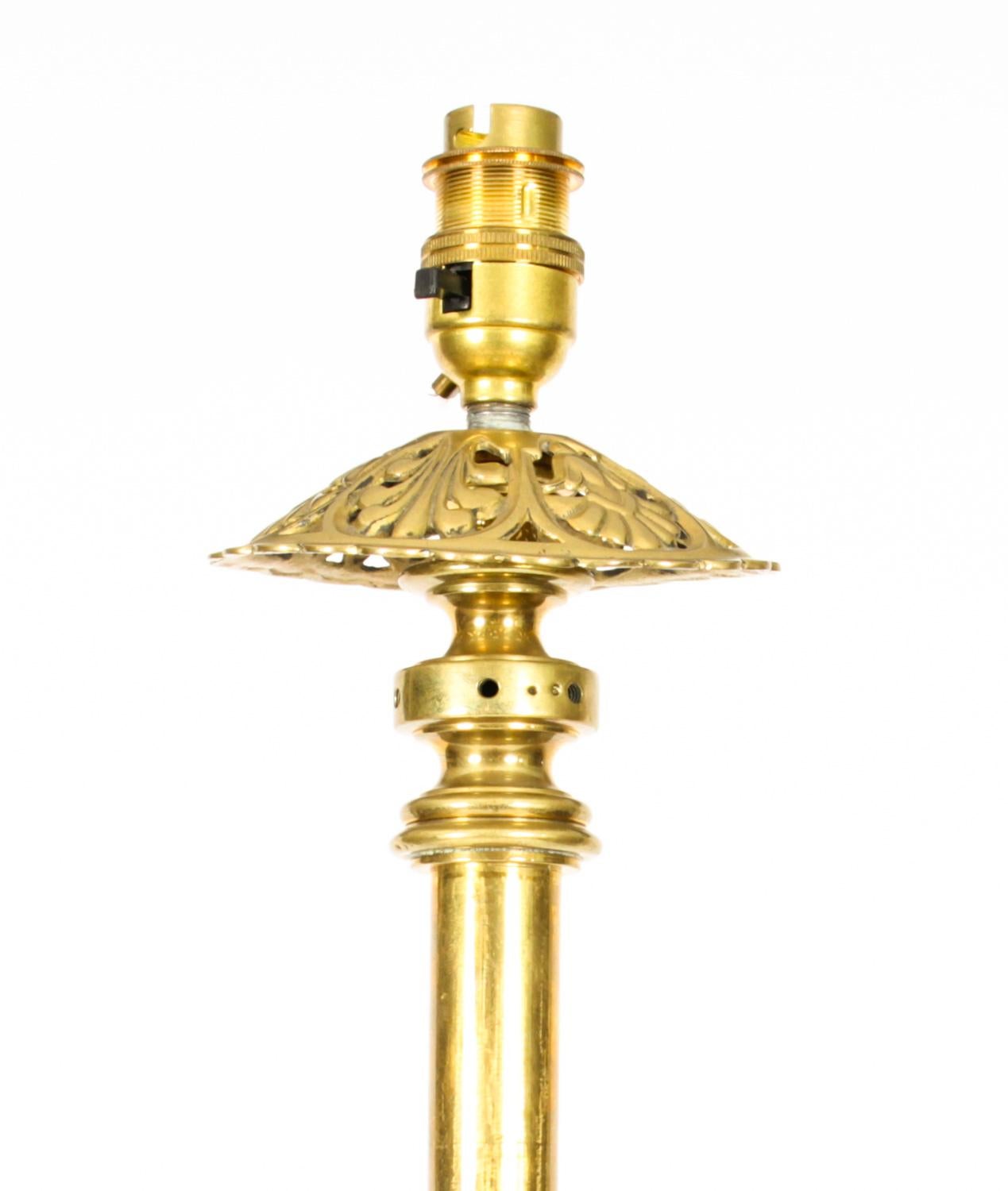 Antique Victorian Brass Telescopic Standard Lamp Late 19th C 5