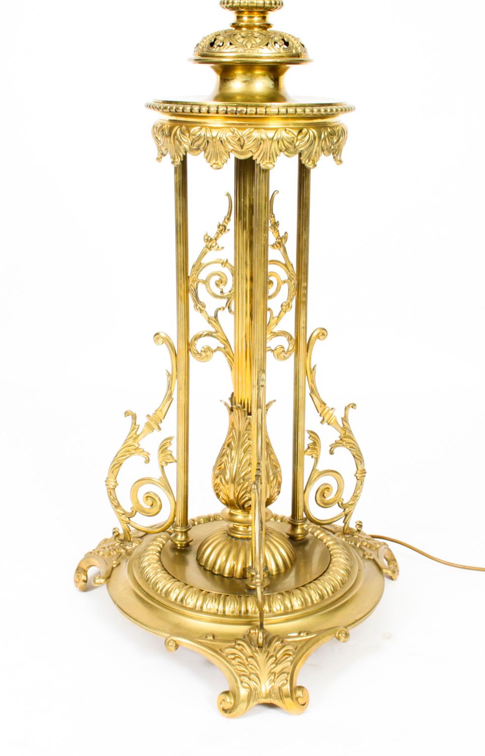 Antique Victorian Brass Telescopic Standard Lamp Late 19th C 1