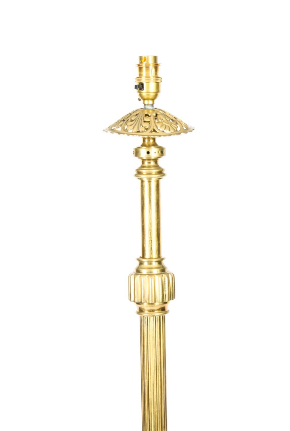 Antique Victorian Brass Telescopic Standard Lamp Late 19th C 4