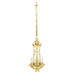 Antique Victorian Brass Telescopic Standard Lamp Late 19th C