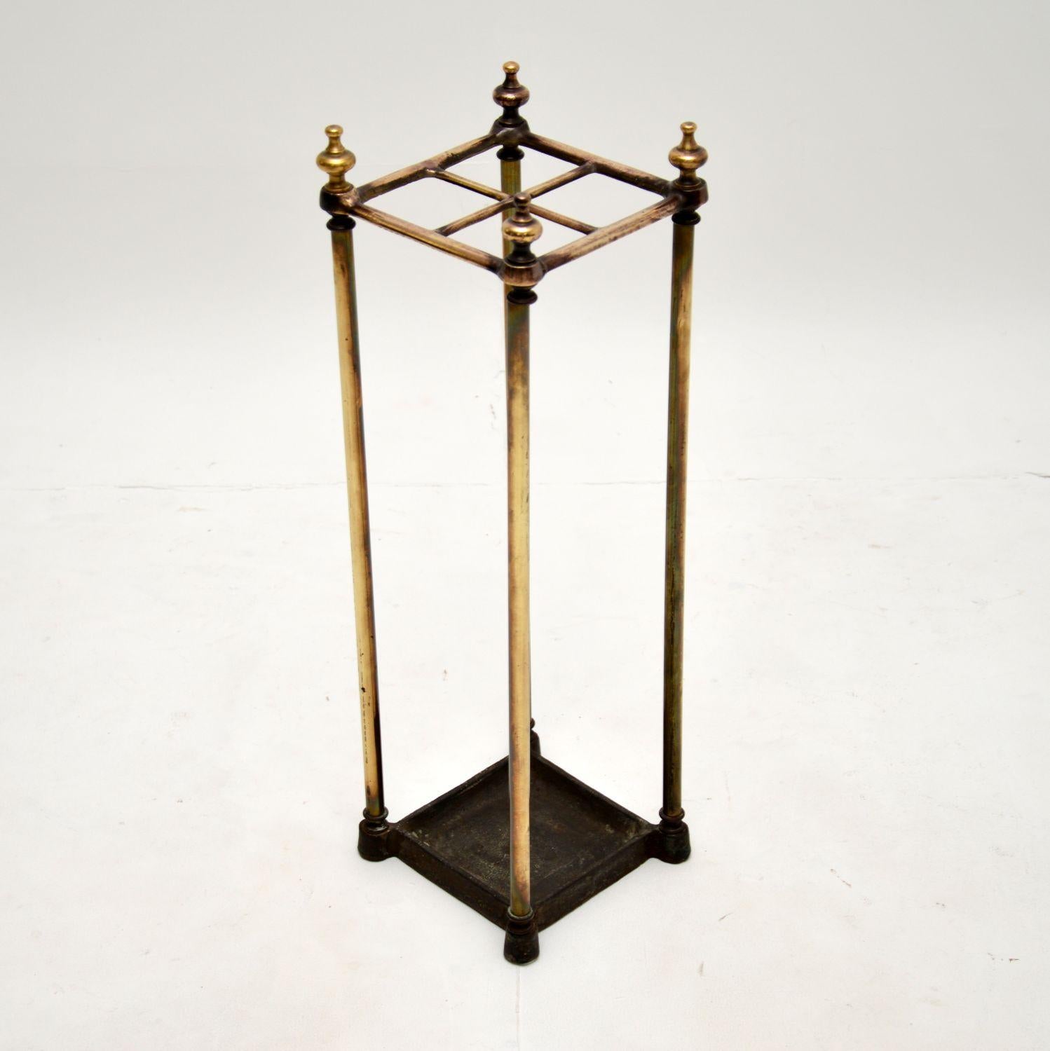 English Antique Victorian Brass Umbrella Stand
