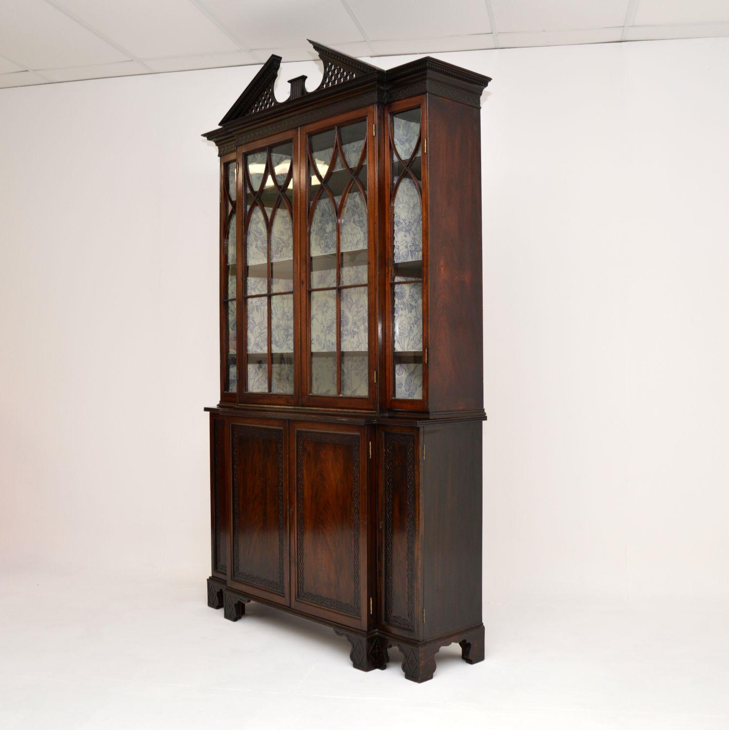 British Antique Victorian Breakfront Bookcase For Sale