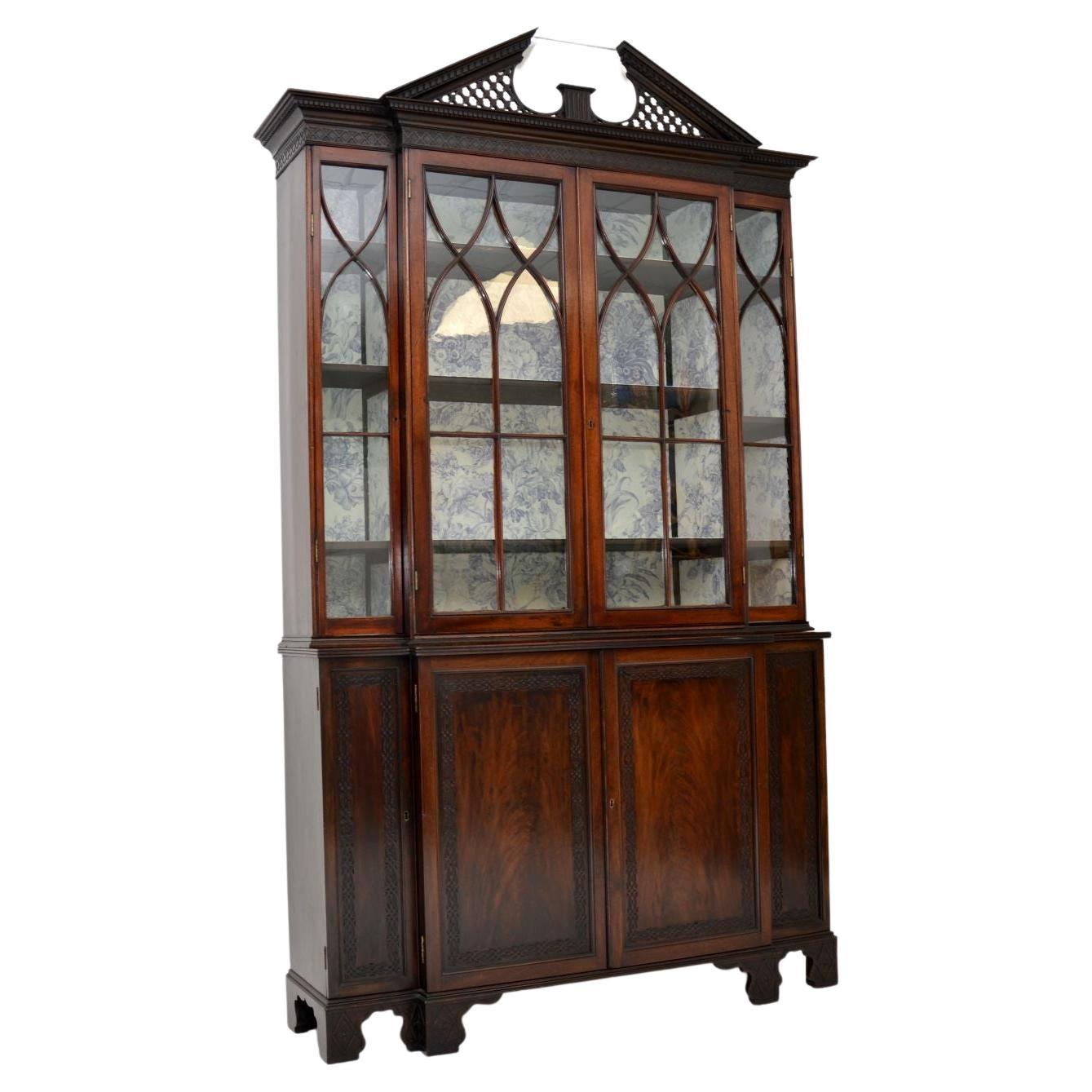 Antique Victorian Breakfront Bookcase For Sale