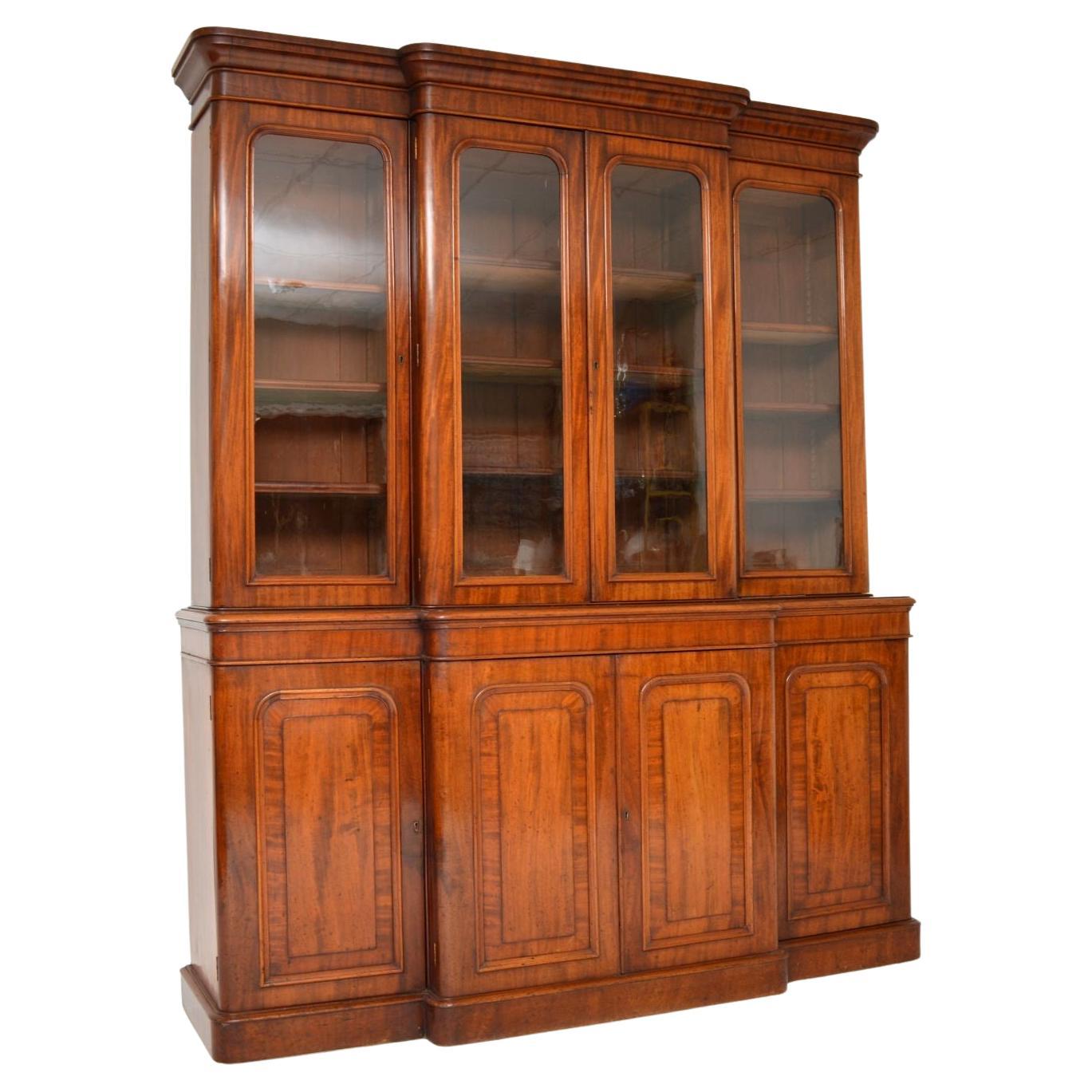 Antique Victorian Breakfront Library Bookcase